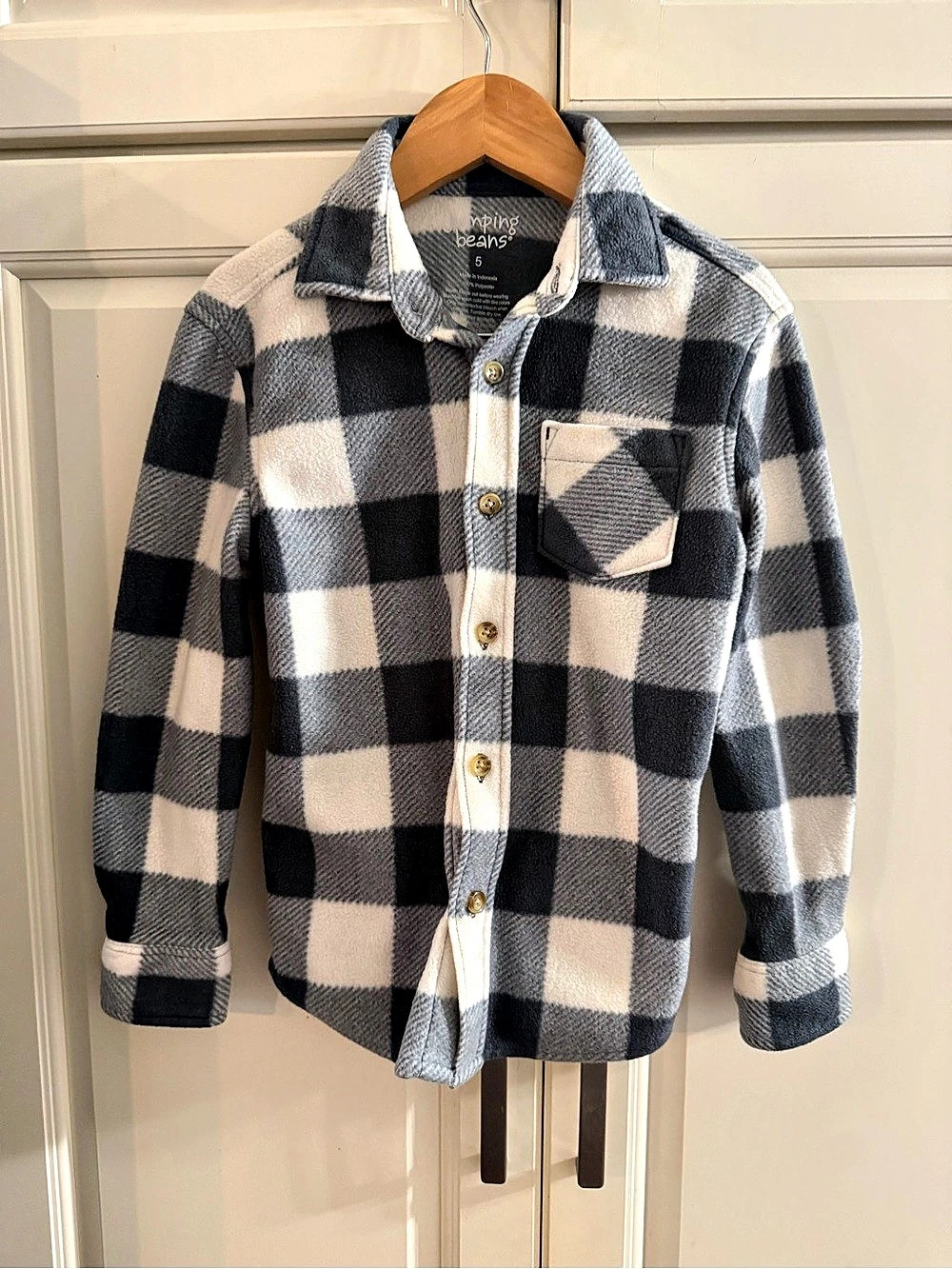 Jumping Beans Checkered Fleece shirt Boys Size 5 Like New